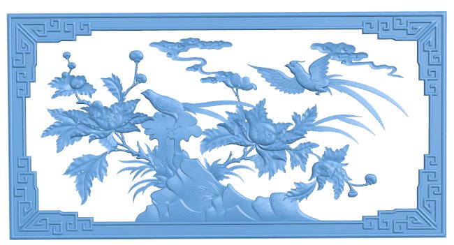 Painting of flowers and birds T0006950 download free stl files 3d model for CNC wood carving