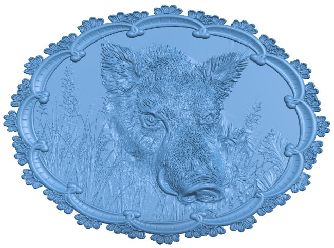 Wild boar painting T0006779 download free stl files 3d model for CNC wood carving