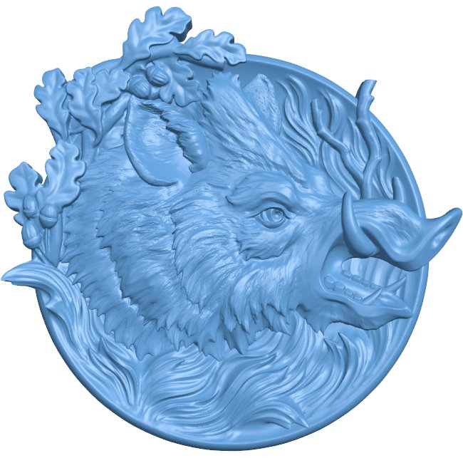 Wild boar painting T0006780 download free stl files 3d model for CNC wood carving