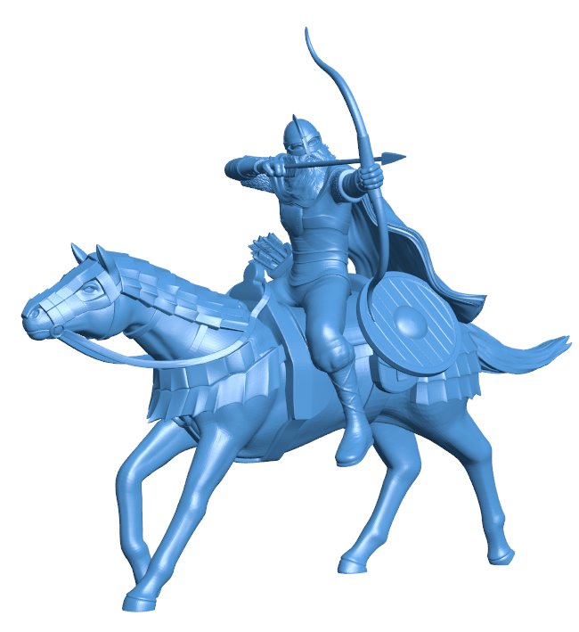 Baba Yaga horseman B010293 file Obj or Stl free download 3D Model for CNC and 3d printer