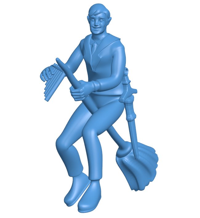 Bard on a Broom B010237 file Obj or Stl free download 3D Model for CNC and 3d printer