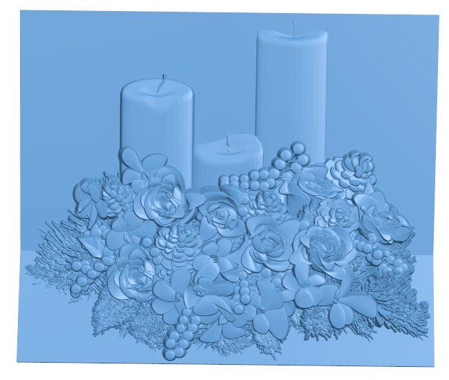 Candle and flower painting T0007301 download free stl files 3d model for CNC wood carving