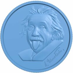 Coin Albert Einstein T0007421 download free stl files 3d model for CNC wood carving