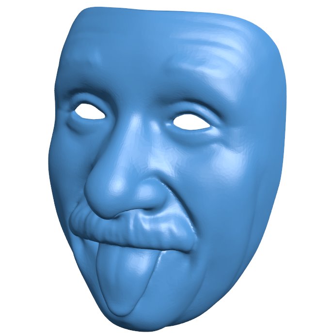 Einstein mask tongue B010478 file Obj or Stl free download 3D Model for CNC and 3d printer