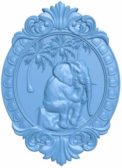 Elephant painting T0007272 download free stl files 3d model for CNC wood carving