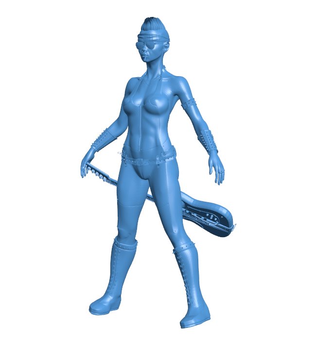 Girl with guitar - Rocker B010306 file Obj or Stl free download 3D Model for CNC and 3d printer