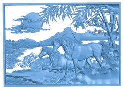 Horse painting T0007594 download free stl files 3d model for CNC wood carving