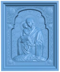 Icon of the Mother of God of Pochaev T0007753 download free stl files 3d model for CNC wood carving
