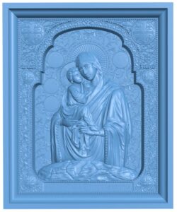 Icon of the Mother of God of Pochaev T0007753 download free stl files 3d model for CNC wood carving