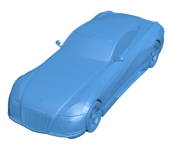 Maybach Exelero Car B010301 file Obj or Stl free download 3D Model for CNC and 3d printer