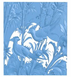 Painting of flowers and birds T0007285 download free stl files 3d model for CNC wood carving