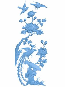 Painting of flowers and birds T0007349 download free stl files 3d model for CNC wood carving