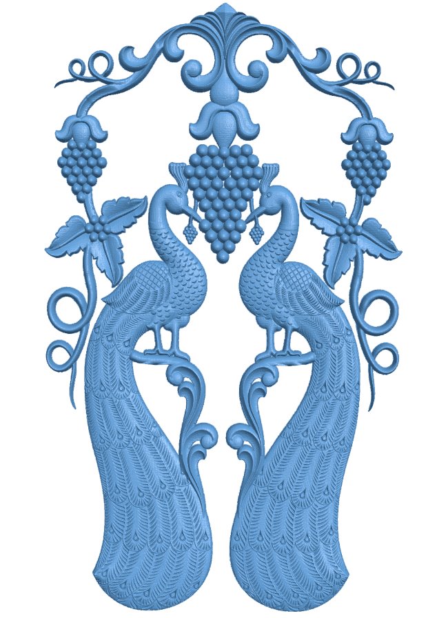 Pattern decor peacock design T0007410 download free stl files 3d model for CNC wood carving