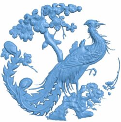 Peacock painting T0007648 download free stl files 3d model for CNC wood carving