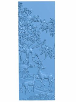 Picture of deer and crane T0007570 download free stl files 3d model for CNC wood carving