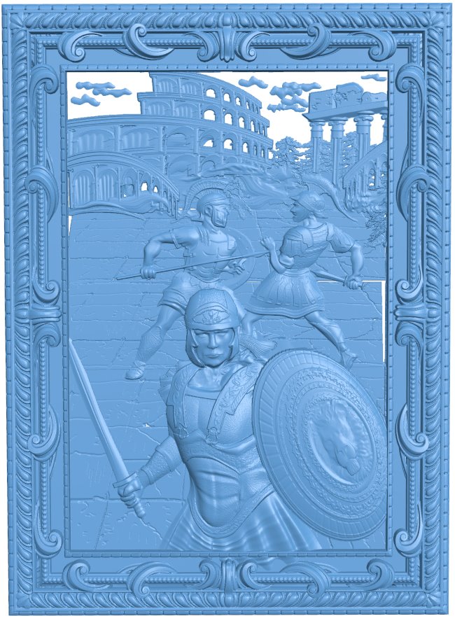 Picture of warriors fighting T0007572 download free stl files 3d model for CNC wood carving