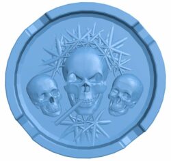 Skull ashtray T0007575 download free stl files 3d model for CNC wood carving