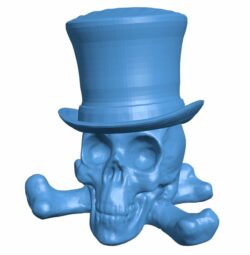 Skull in hat B010251 file Obj or Stl free download 3D Model for CNC and 3d printer