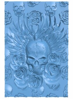 Skull painting T0007288 download free stl files 3d model for CNC wood carving
