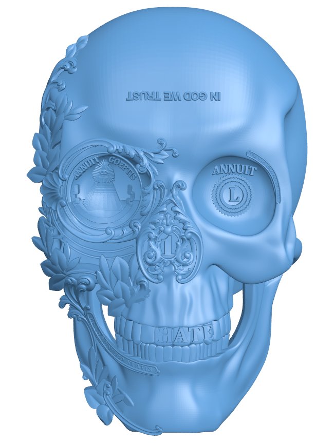 Skull pattern T0007289 download free stl files 3d model for CNC wood carving