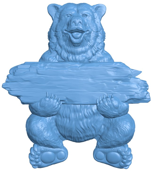 Teddy bear with a sign T0007213 download free stl files 3d model for CNC wood carving