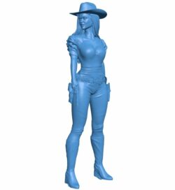 Western girl B010264 file Obj or Stl free download 3D Model for CNC and 3d printer