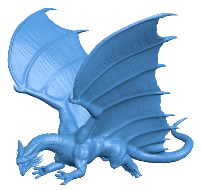 Copper dragon flying B010519 file Obj or Stl free download 3D Model for CNC and 3d printer