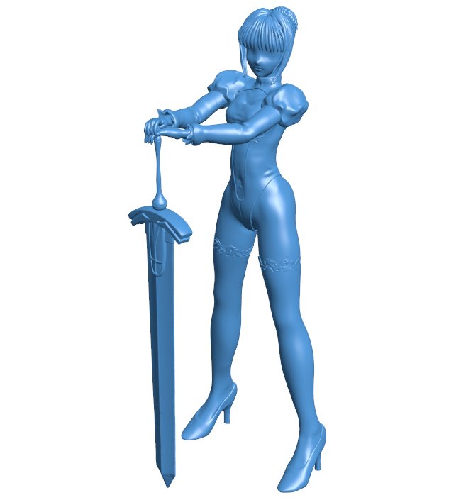 Female swordsman B010563 3d model file for 3d printer