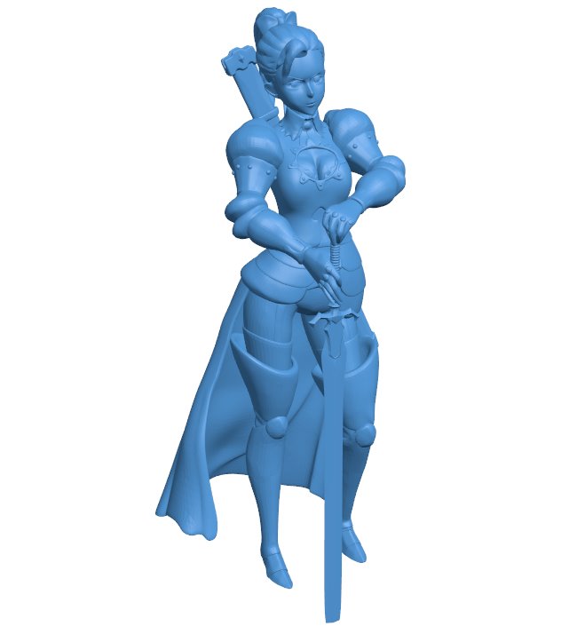 Female swordsman jericho solo B010552 3d model file for 3d printer