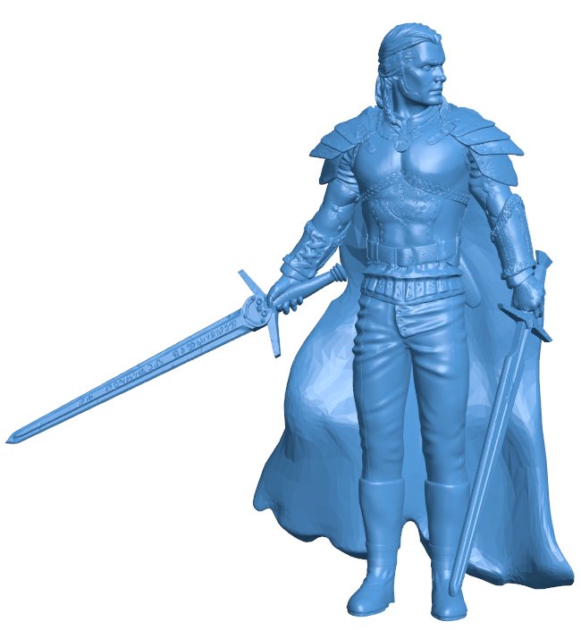 Geralt mit cape B010556 3d model file for 3d printer