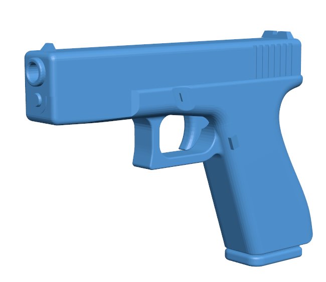 Glock pistol B010536 file Obj or Stl free download 3D Model for CNC and 3d printer