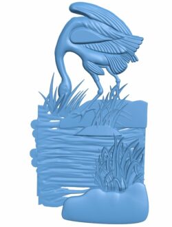Heron in the swamp T0008128 download free stl files 3d model for CNC wood carving