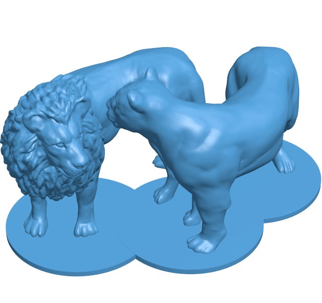 Lion couple B010680 3d model file for 3d printer