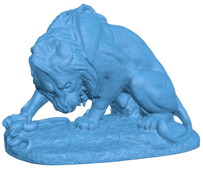 Lion pounces on snake B010667 3d model file for 3d printer