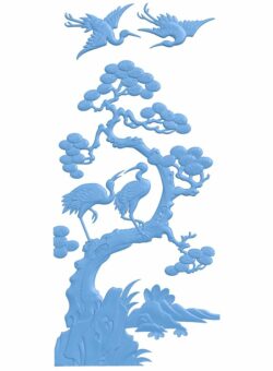 Painting of a crane bird T0008278 download free stl files 3d model for CNC wood carving