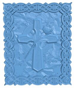 Painting of a cross with a rose T0008348 download free stl files 3d model for CNC wood carving
