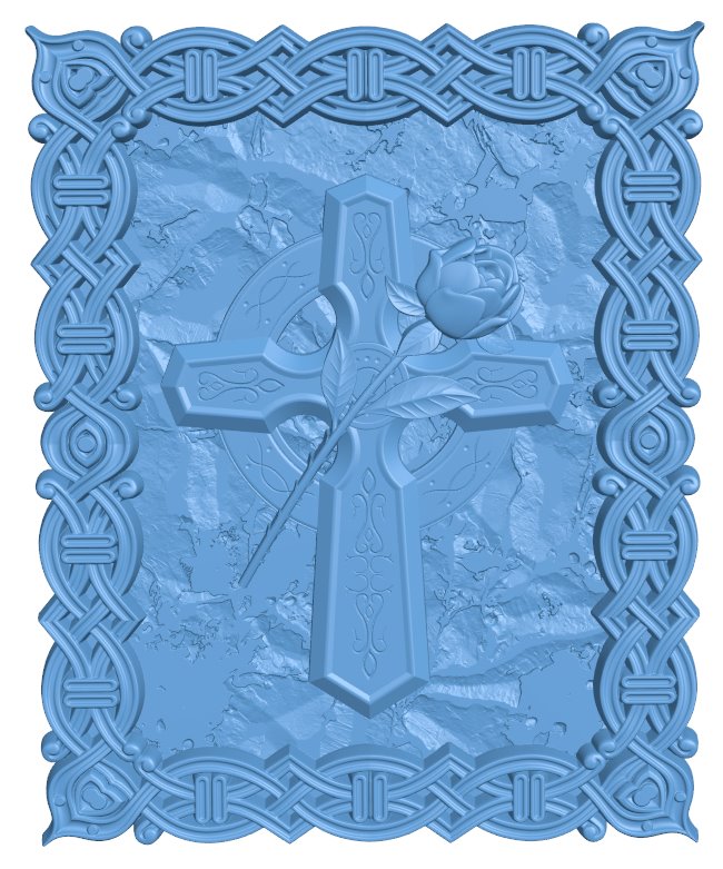 Painting of a cross with a rose T0008348 download free stl files 3d model for CNC wood carving