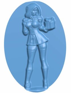 Picture of a woman holding a gift box T0007849 download free stl files 3d model for CNC wood carving