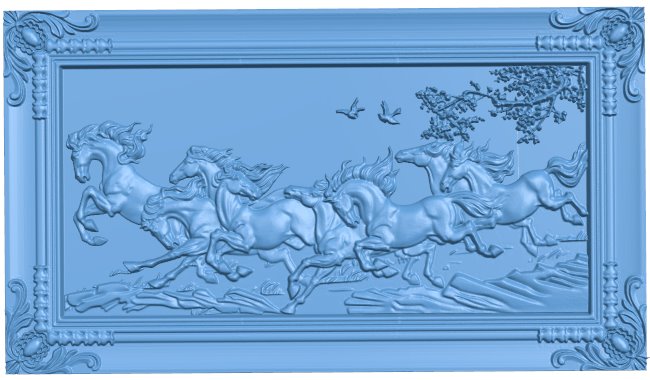 Picture of the eight horses T0007892 download free stl files 3d model for CNC wood carving