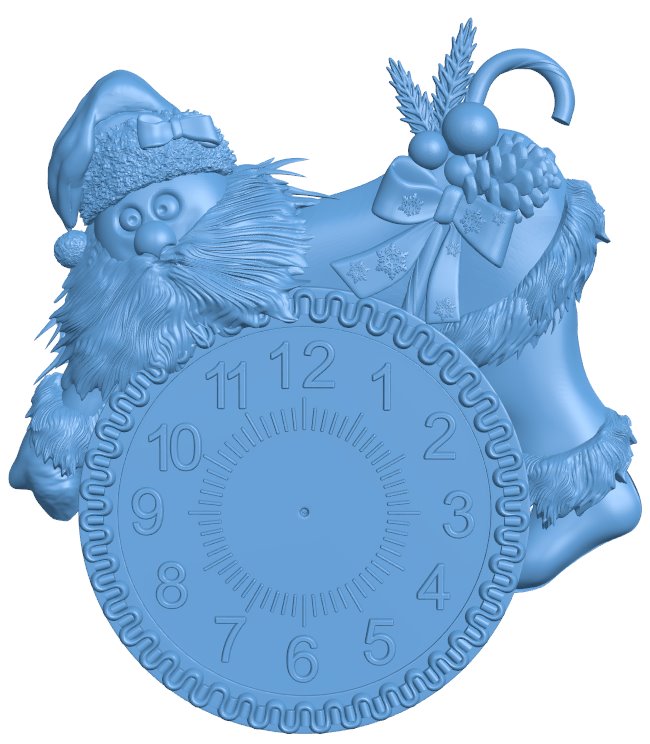 Santa clock T0008219 download free stl files 3d model for CNC wood carving