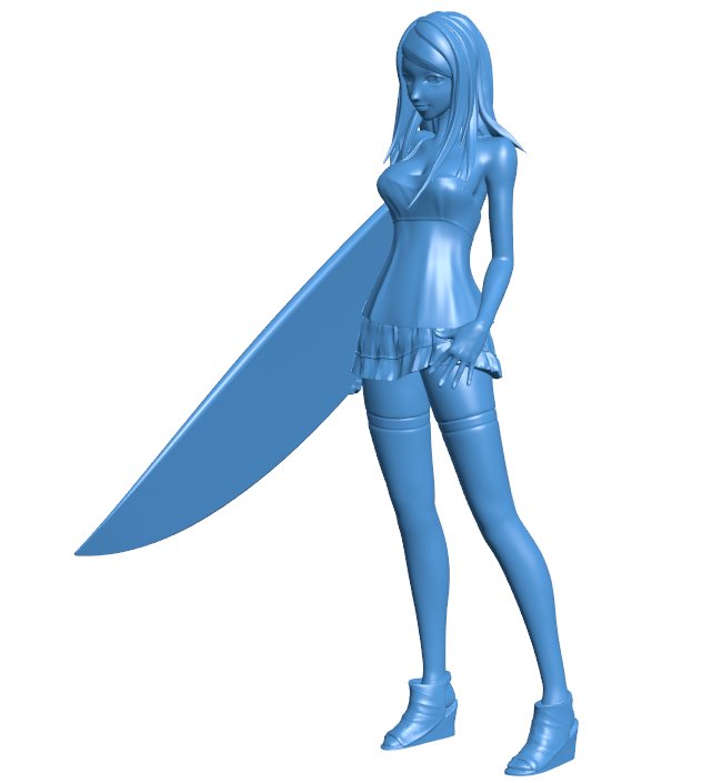 Surf girl B010515 file Obj or Stl free download 3D Model for CNC and 3d printer