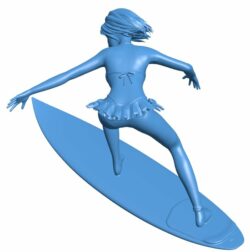 Surfing girl B010578 3d model file for 3d printer