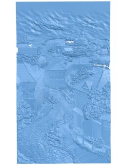 Village painting T0007898 download free stl files 3d model for CNC wood carving