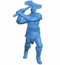 Warrior holding an ax B010518 file Obj or Stl free download 3D Model for CNC and 3d printer