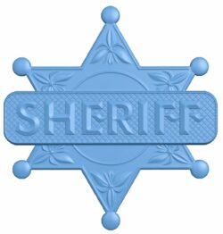 Western sheriff badge T0007940 download free stl files 3d model for CNC wood carving