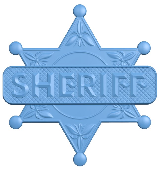 Western sheriff badge T0007940 download free stl files 3d model for CNC wood carving
