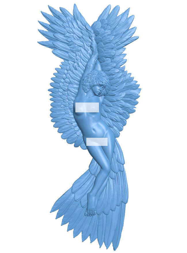 Winged girl T0008177 download free stl files 3d model for CNC wood carving