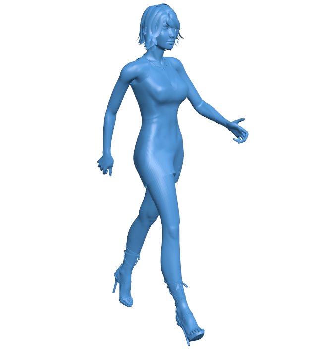 Woman in short dress B010609 3d model file for 3d printer