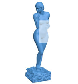 Young girl standing on a rock block B010567 3d model file for 3d printer