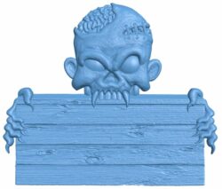 Zombie sign T0008179 download free stl files 3d model for CNC wood carving